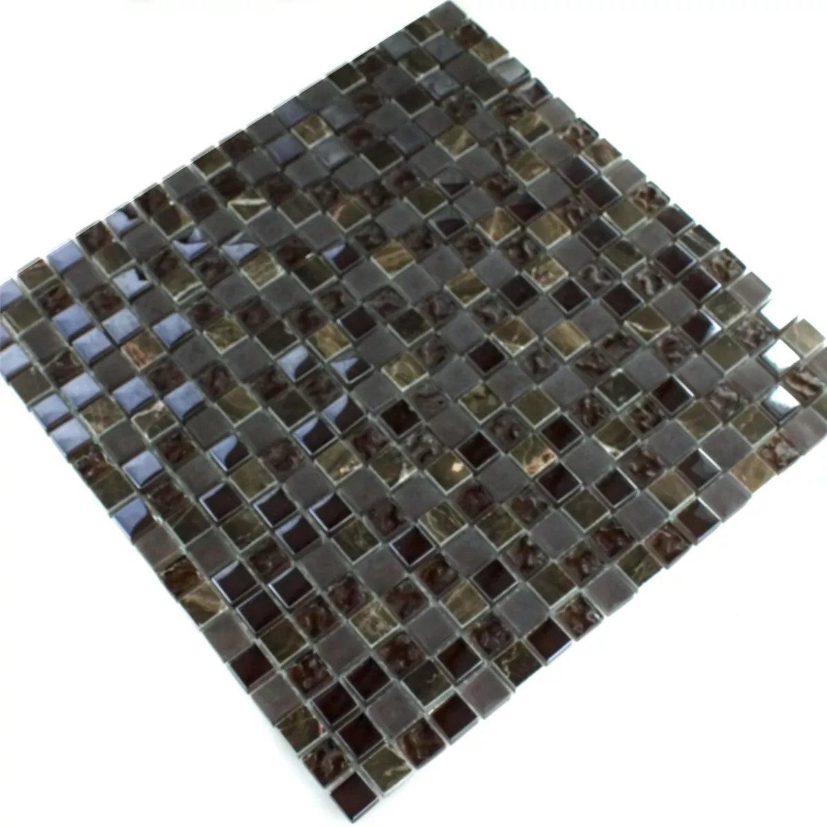 Azulejos De Mosaico Cristal Mármol Mezcla Sintra Marrón 15x15x8mm