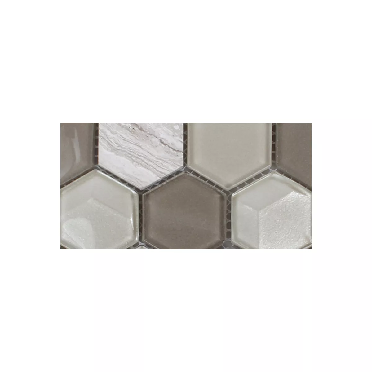 Muestra Azulejos De Mosaico Cristal Piedra Natural Hexagonales Gris Claro 3D