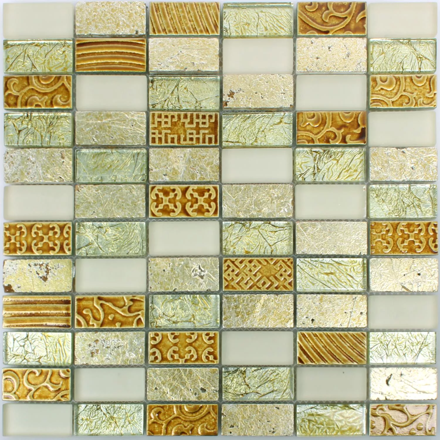 Muestra Azulejos De Mosaico Cristal Piedra Natural Piroshka Oro