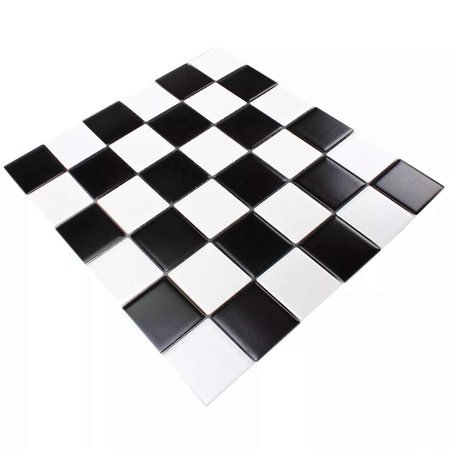 Muestra Azulejos De Mosaico Cerámica Monte Carlo Negro Blanco Mate