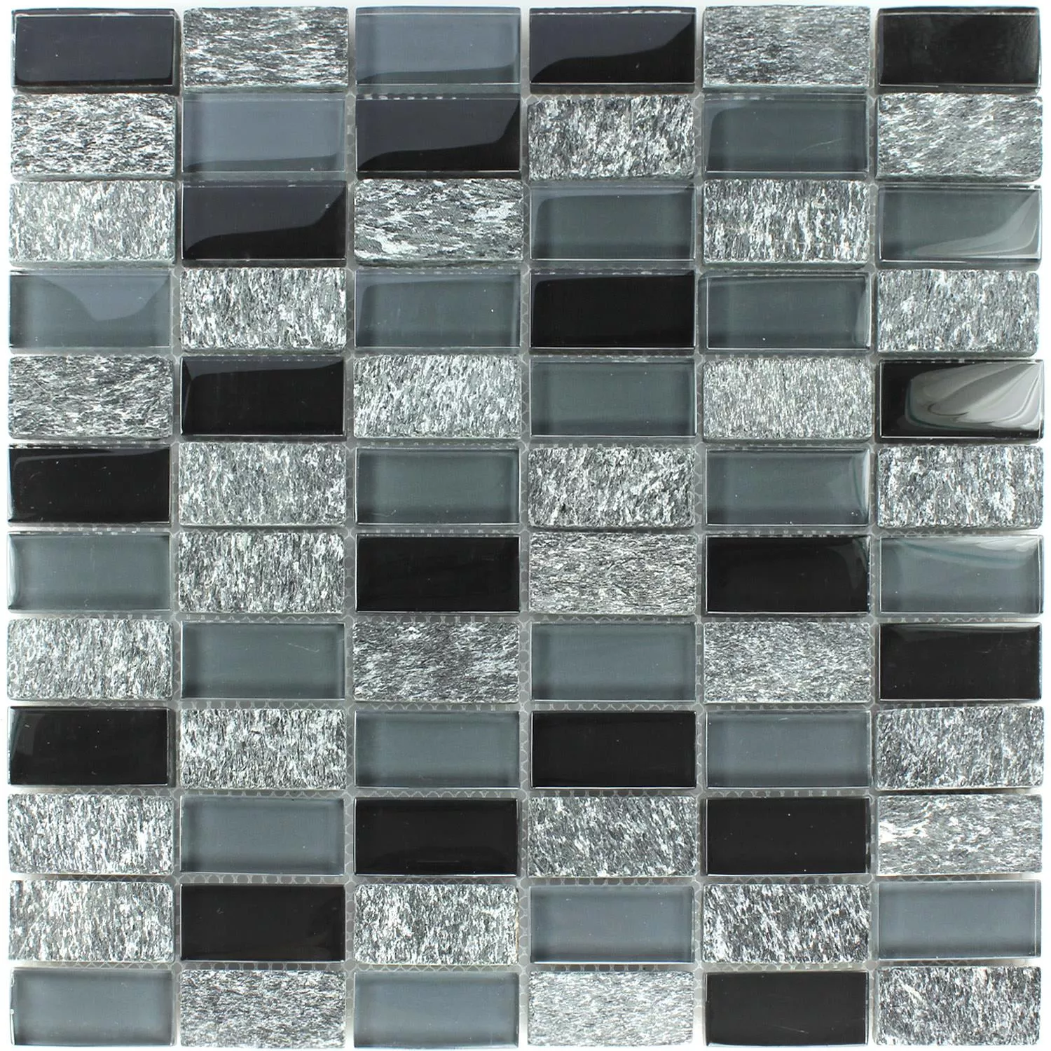 Muestra Azulejos De Mosaico Cristal Mármol Gris Negro Mezcla 