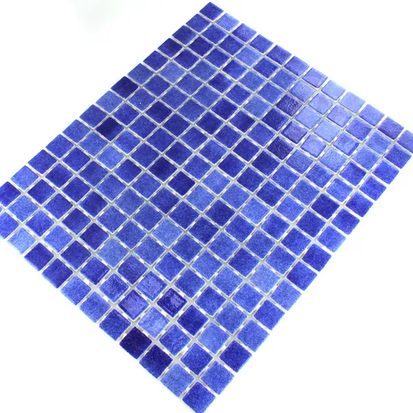 Cristal Piscina Mosaico 25x25x4mm Azul Oscuro Mix