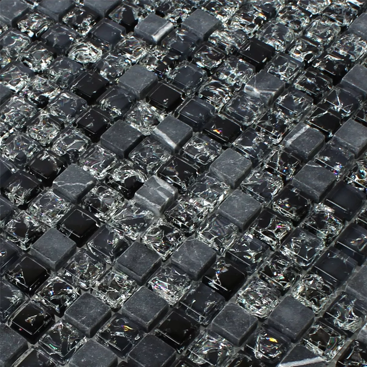 Azulejos De Mosaico Cristal Piedra Natural Vidrios Rotos Negro