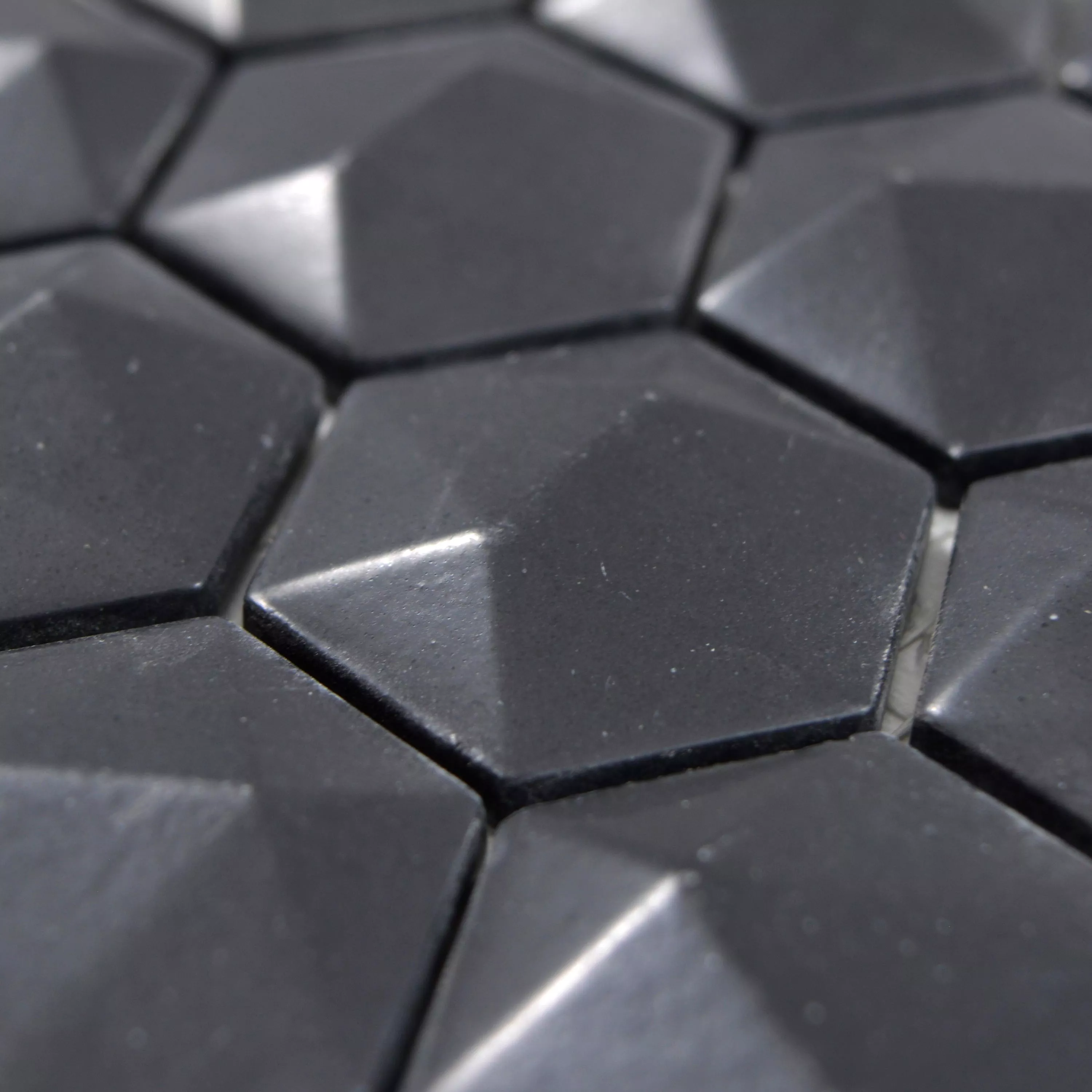 Mosaico De Cristal Azulejos Benevento Hexagonales 3D Negro