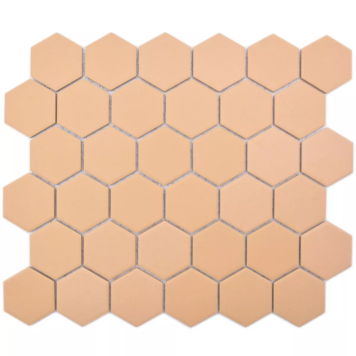 Mosaico Cerámico Bismarck R10B Hexagonales Ocre Naranja H51