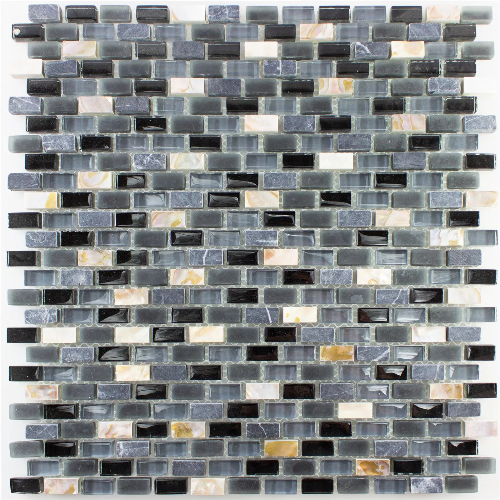 Cristal Piedra Natural Nácar Mosaico Admiral Negro Gris Beige