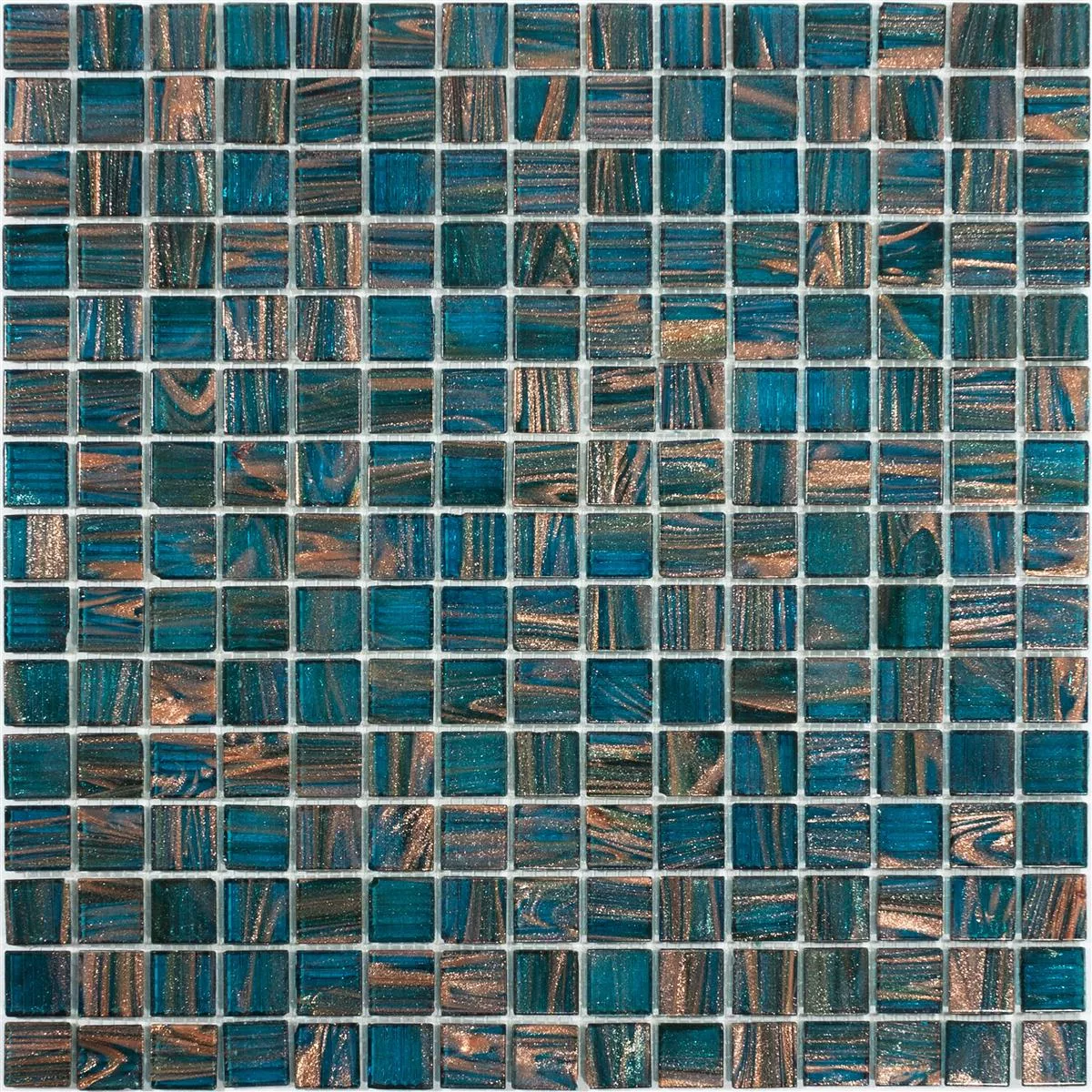Muestra Mosaico de Cristal Azulejos Kyoto Petrol Azul