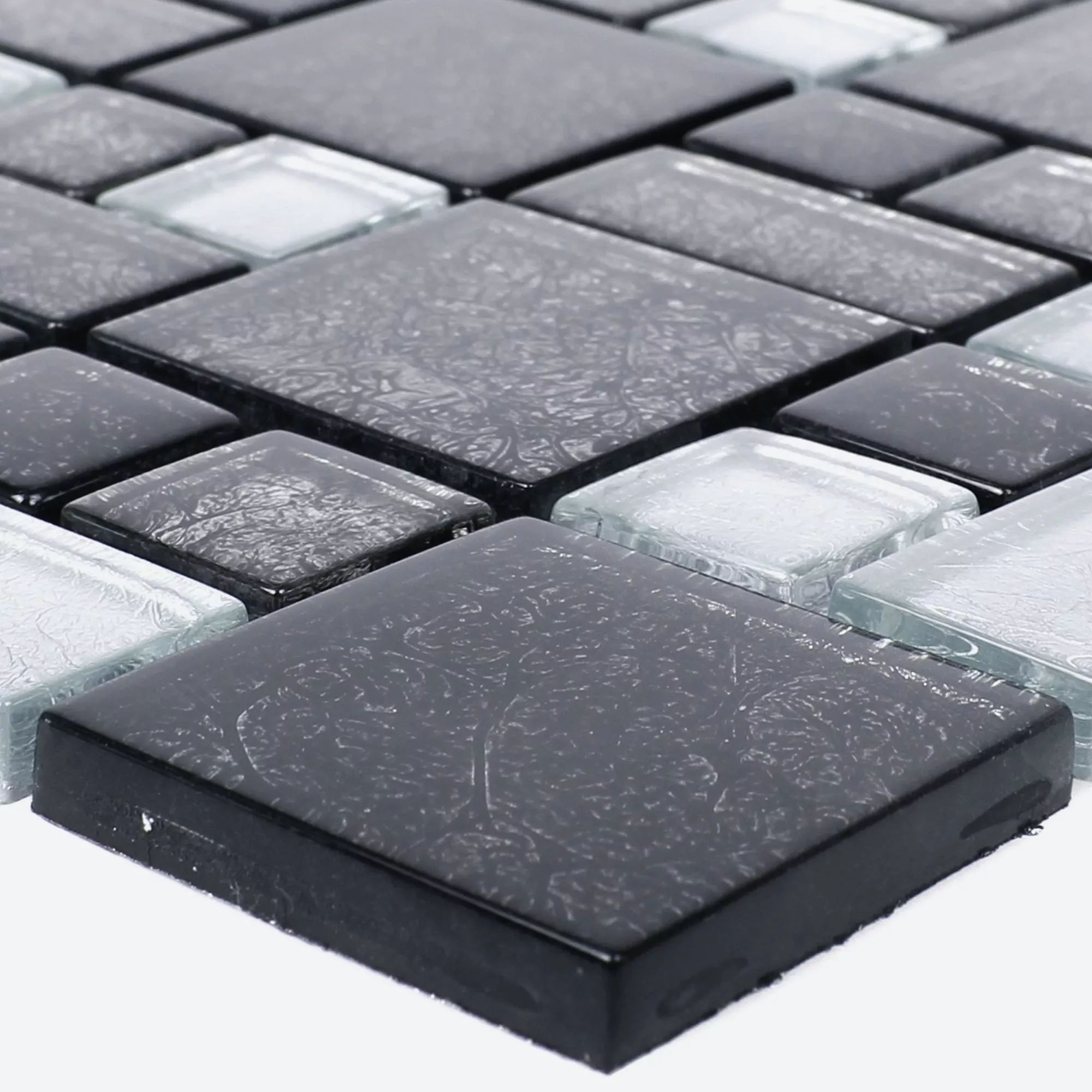 Mosaico De Cristal Azulejos Curlew Negro Plateado 2 Mezcla