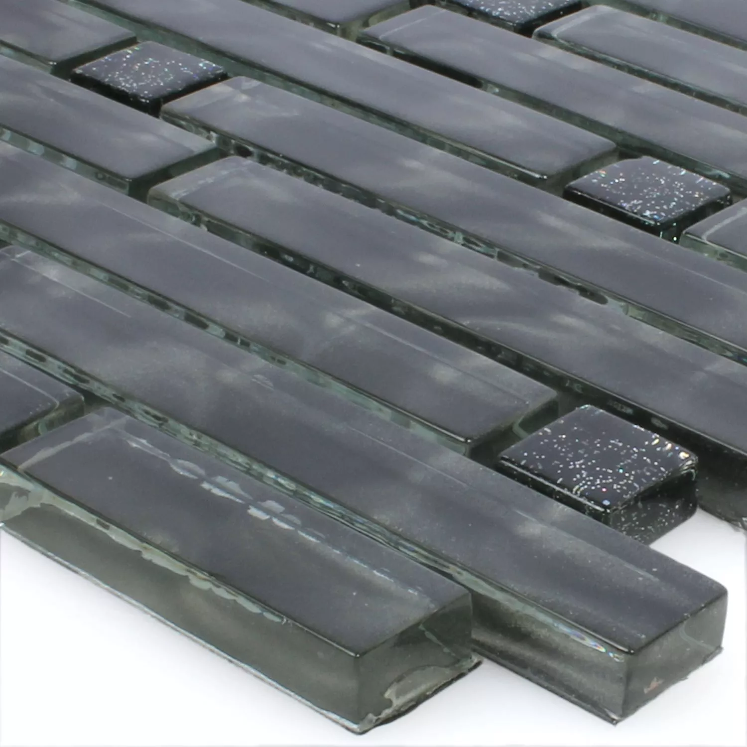 Mosaico De Cristal Azulejos Villach Negro Brillo Uni