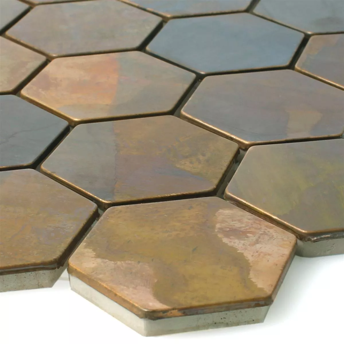Azulejos De Mosaico Cobre Merkur Hexagonales Marrón 48