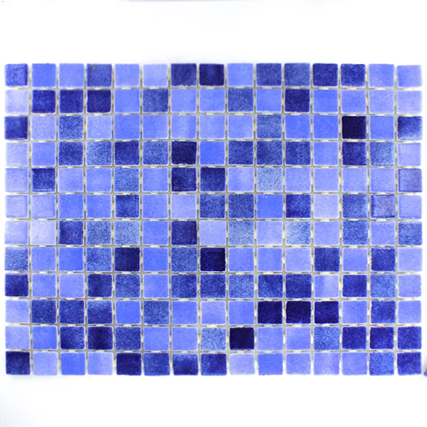 Cristal Piscina Mosaico 25x25x4mm Azul Mezcla