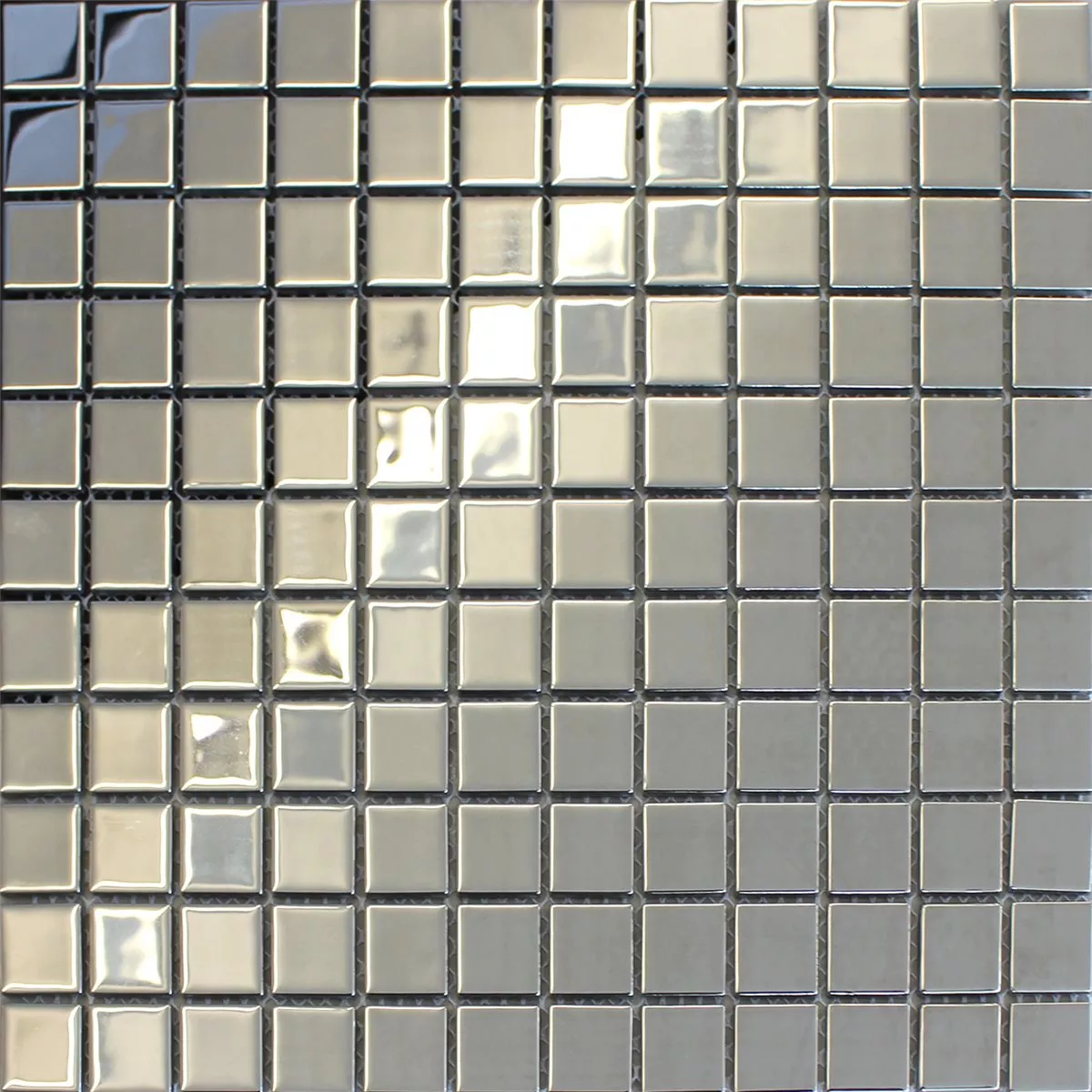 Mosaico De Cristal Azulejos Plateado Uni 25x25x4mm