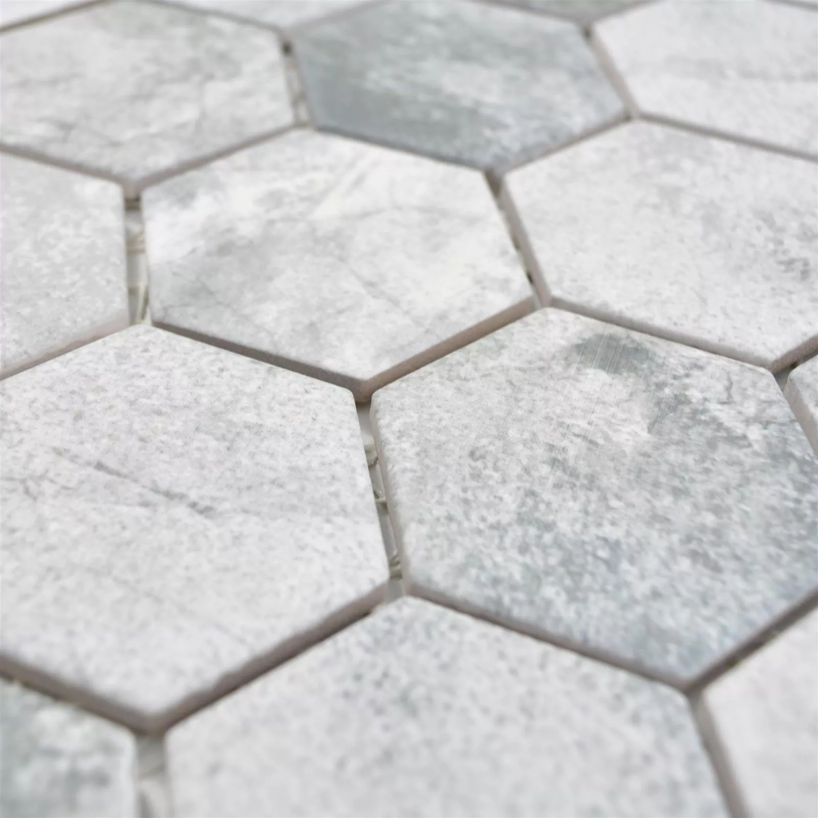 Mosaico Cerámico Comtessa Hexagonales Aspecto De Cemento Gris Claro