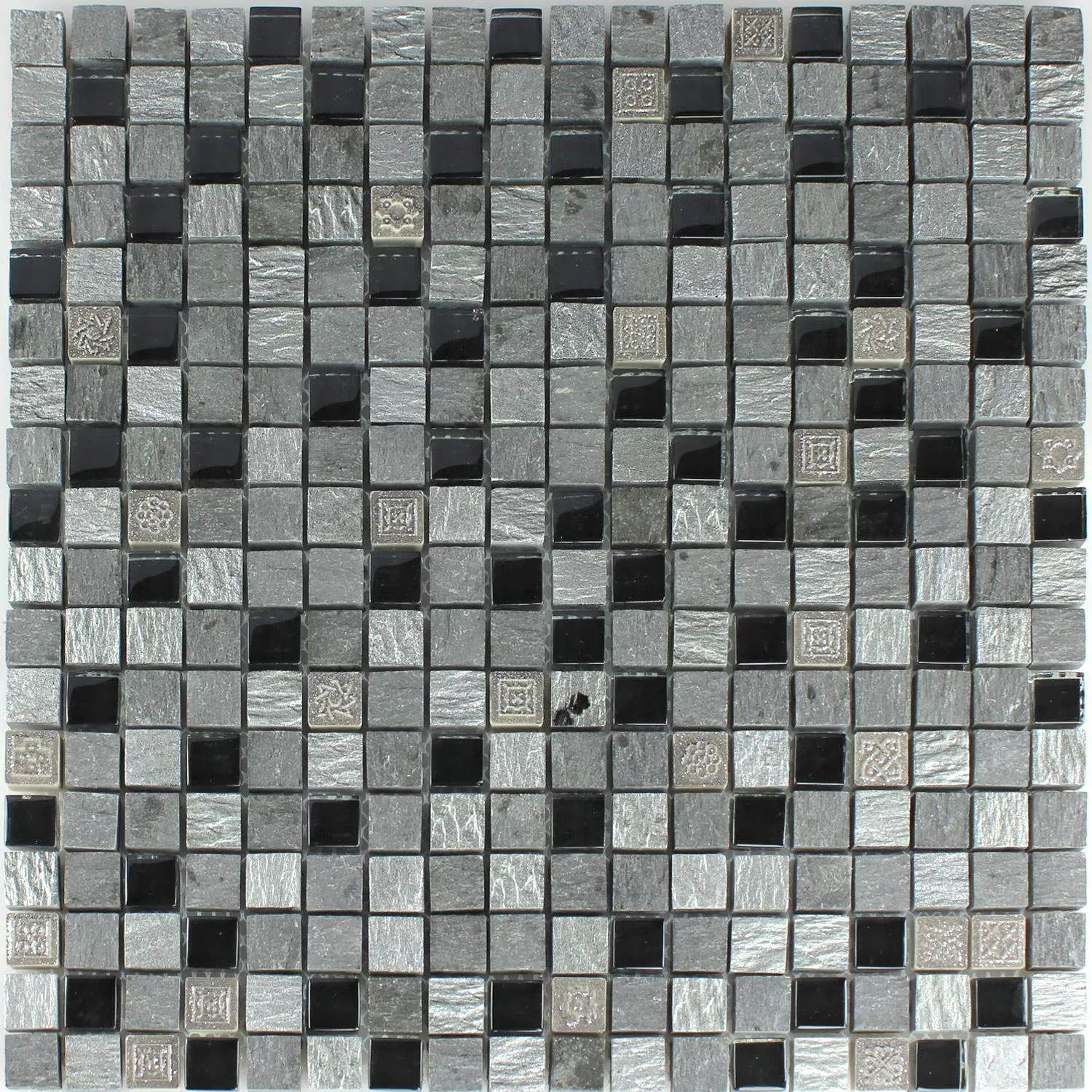 Azulejos De Mosaico Cristal Piedra Natural Mezcla Dream Plateado Negro
