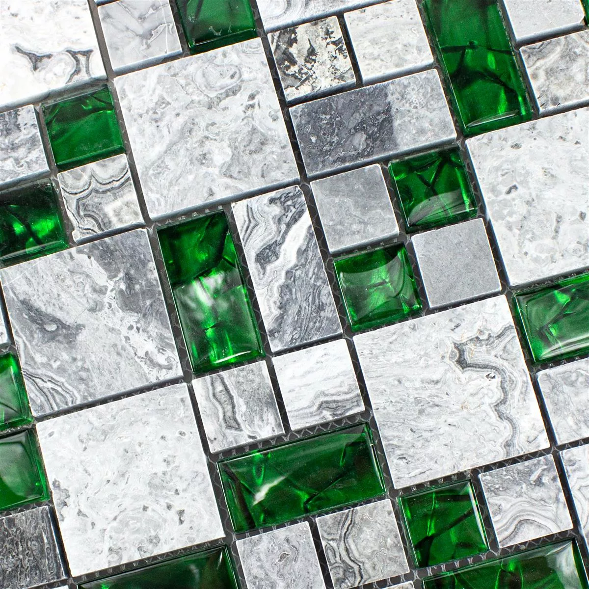 Muestra Vidrio Piedra Natural Mosaico Azulejos Sinop Gris Verde 2 Mix