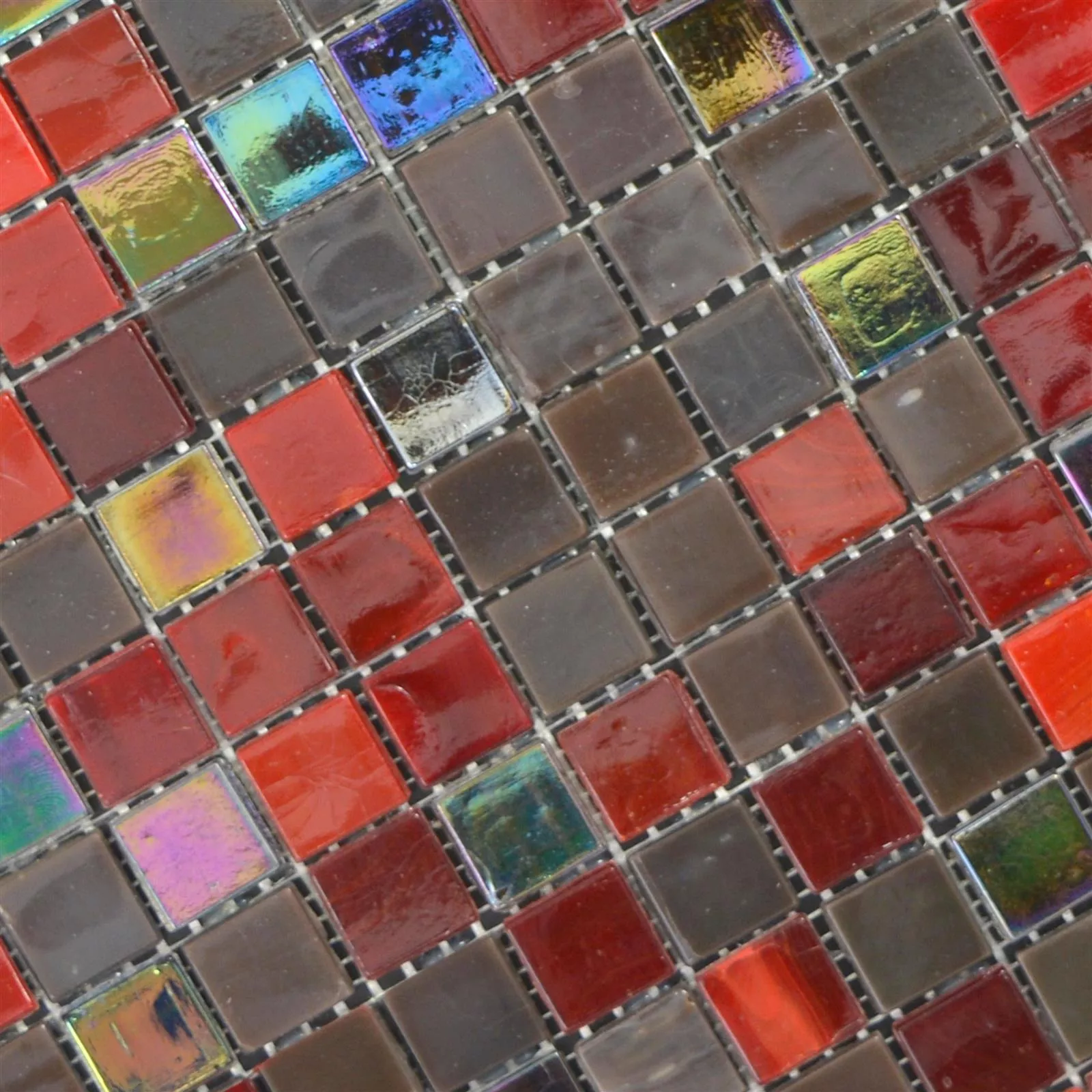 Muestra Cristal Azulejos De Mosaico Rexford Efecto Nacarado Marrón Rojo