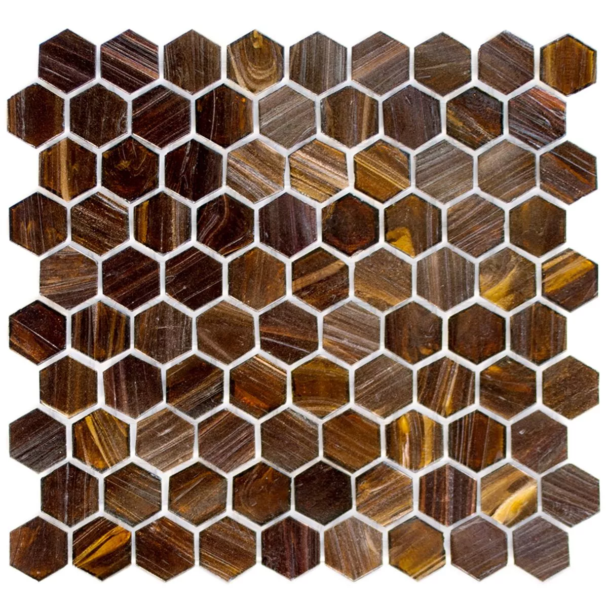 Mosaico de Cristal Azulejos Trend-Vi Hexagonales 270 Marrón Oscuro