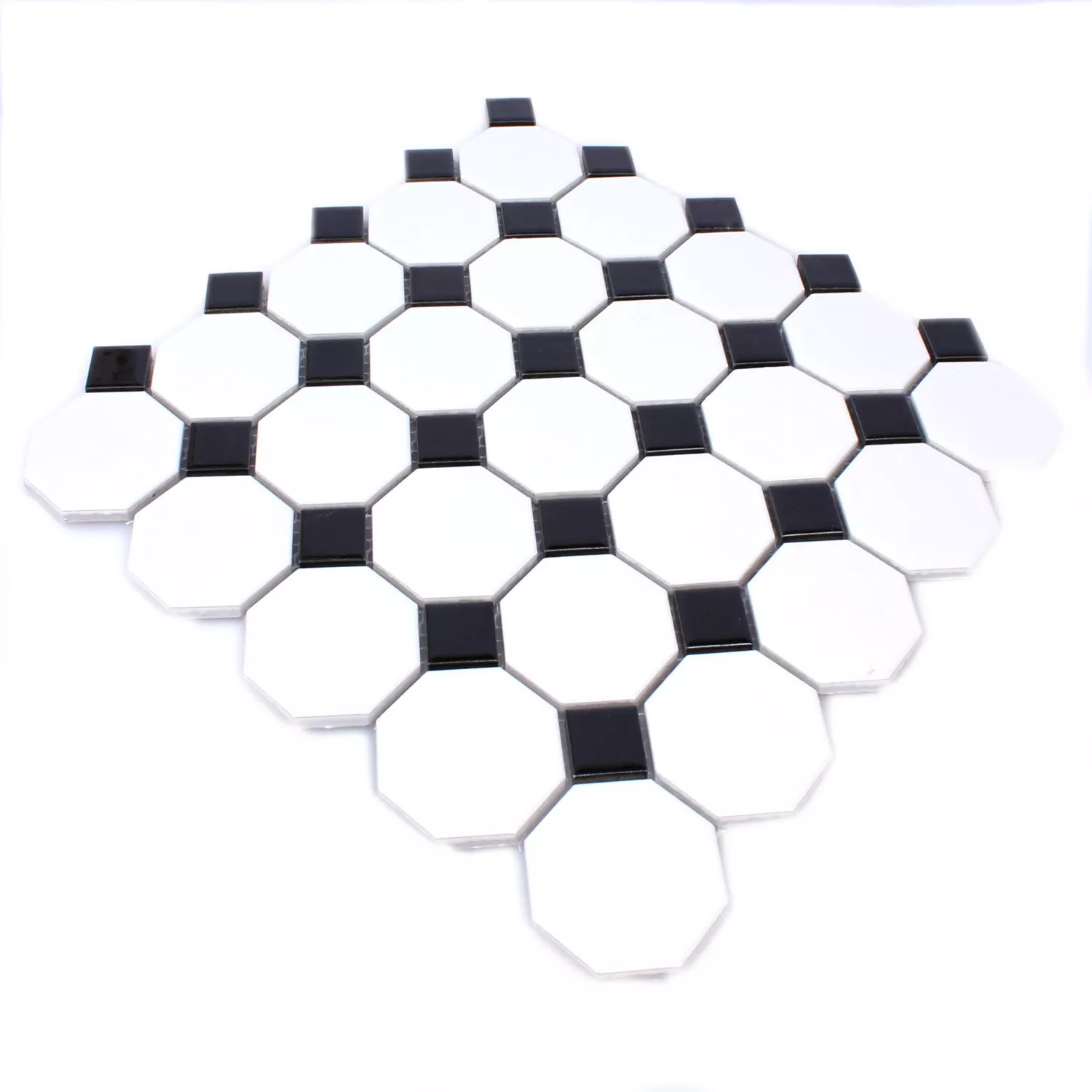 Muestra Azulejos De Mosaico Cerámica Octagon Belami Negro Blanco
