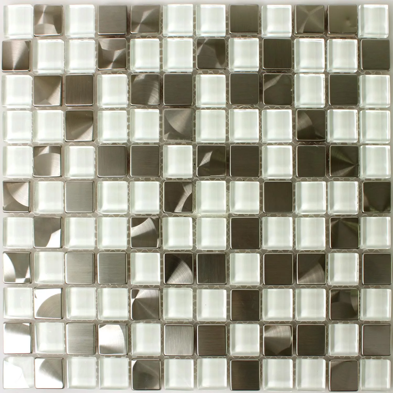 Azulejos De Mosaico Acero Inoxidable Cristal Blanco
