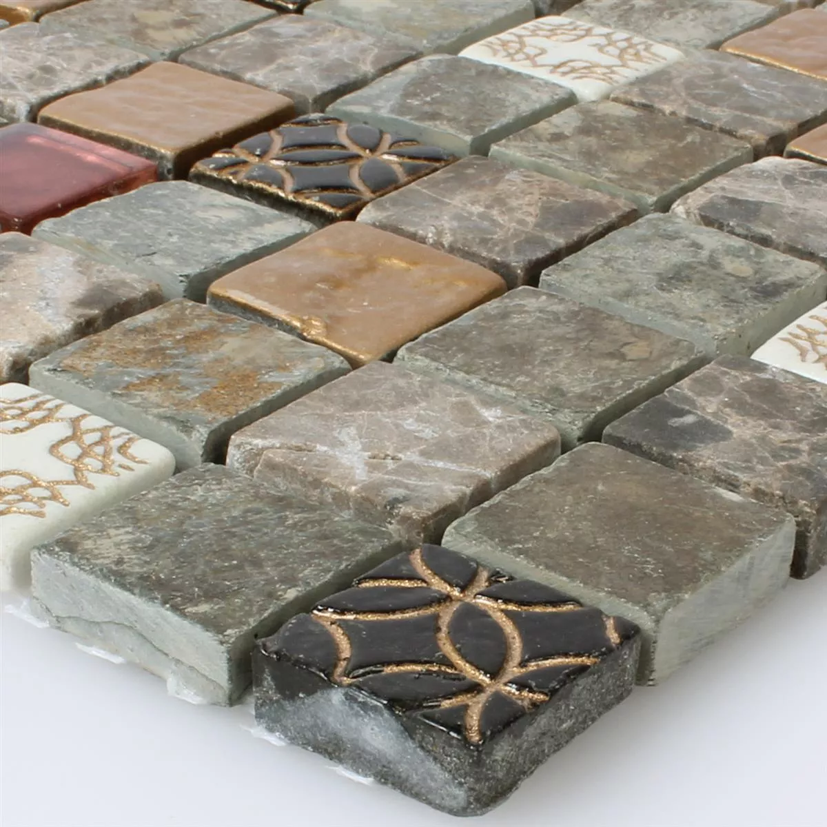 Muestra Azulejos De Mosaico Cristal Piedra Natural Mezcla 23x23x8mm