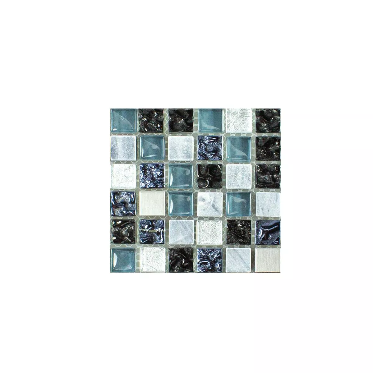 Muestra Cristal Piedra Natural Acero Inoxidable Mosaico Dysart Gris Azul Plateado