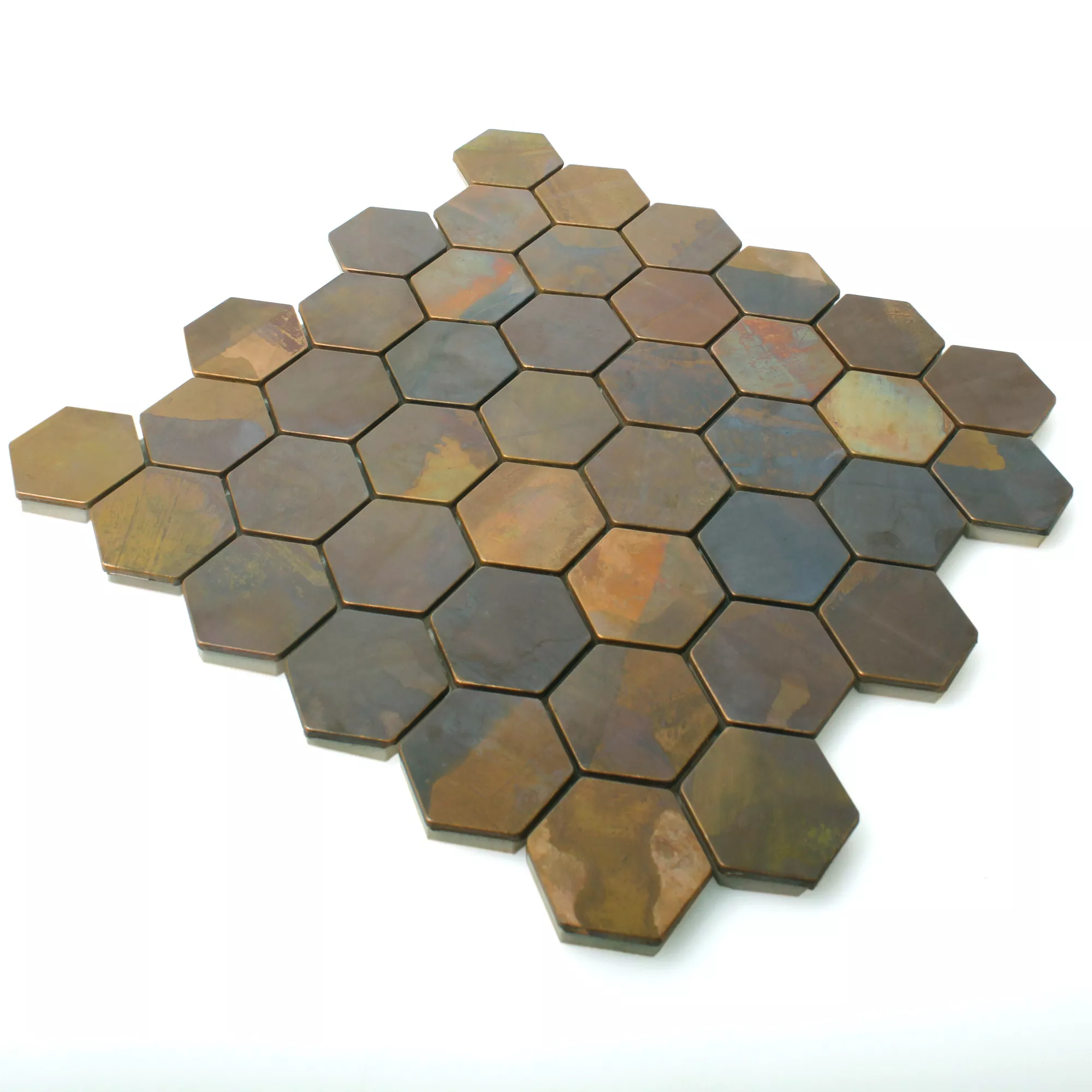 Azulejos De Mosaico Cobre Merkur Hexagonales Marrón 48