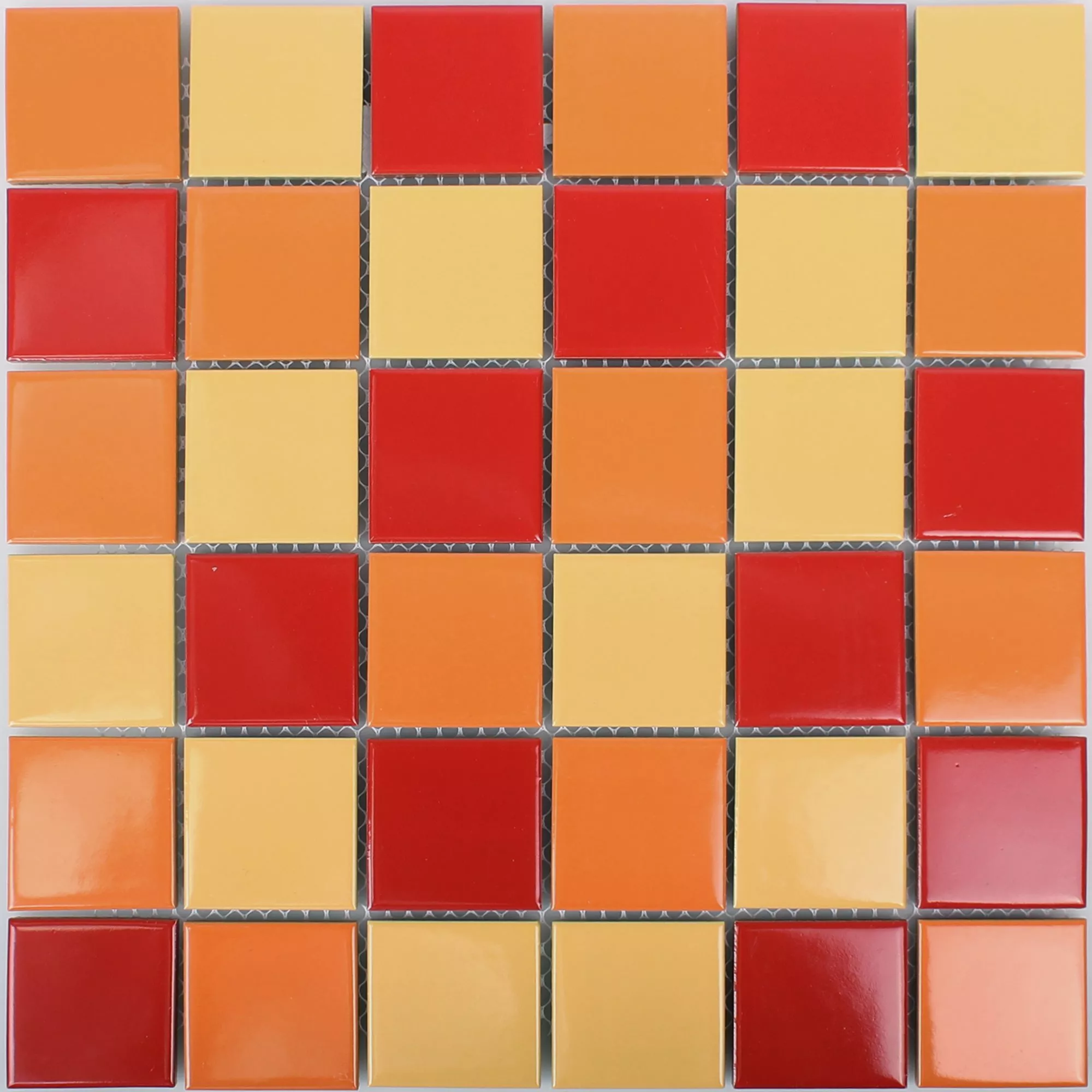 Muestra Azulejos De Mosaico Cerámica Dordogne Amarillo Naranja Rojo 