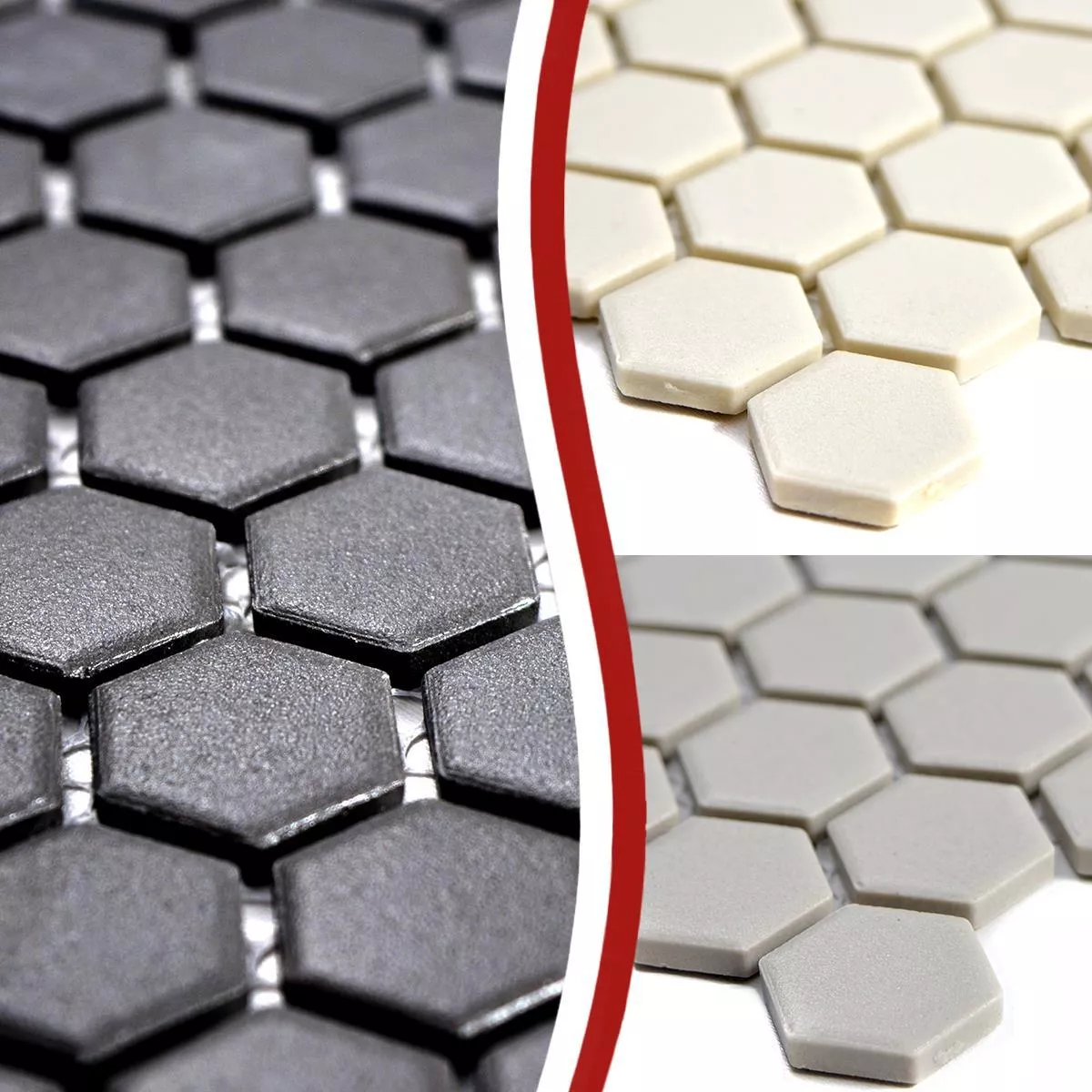 Cerámica Azulejos De Mosaico Hexagonales Zeinal No Esmaltado R10B