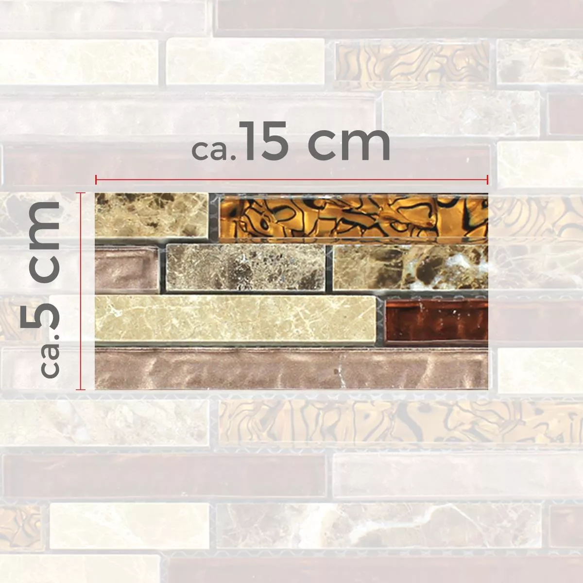 Muestra Azulejos De Mosaico Cristal Mármol Marrón Beige