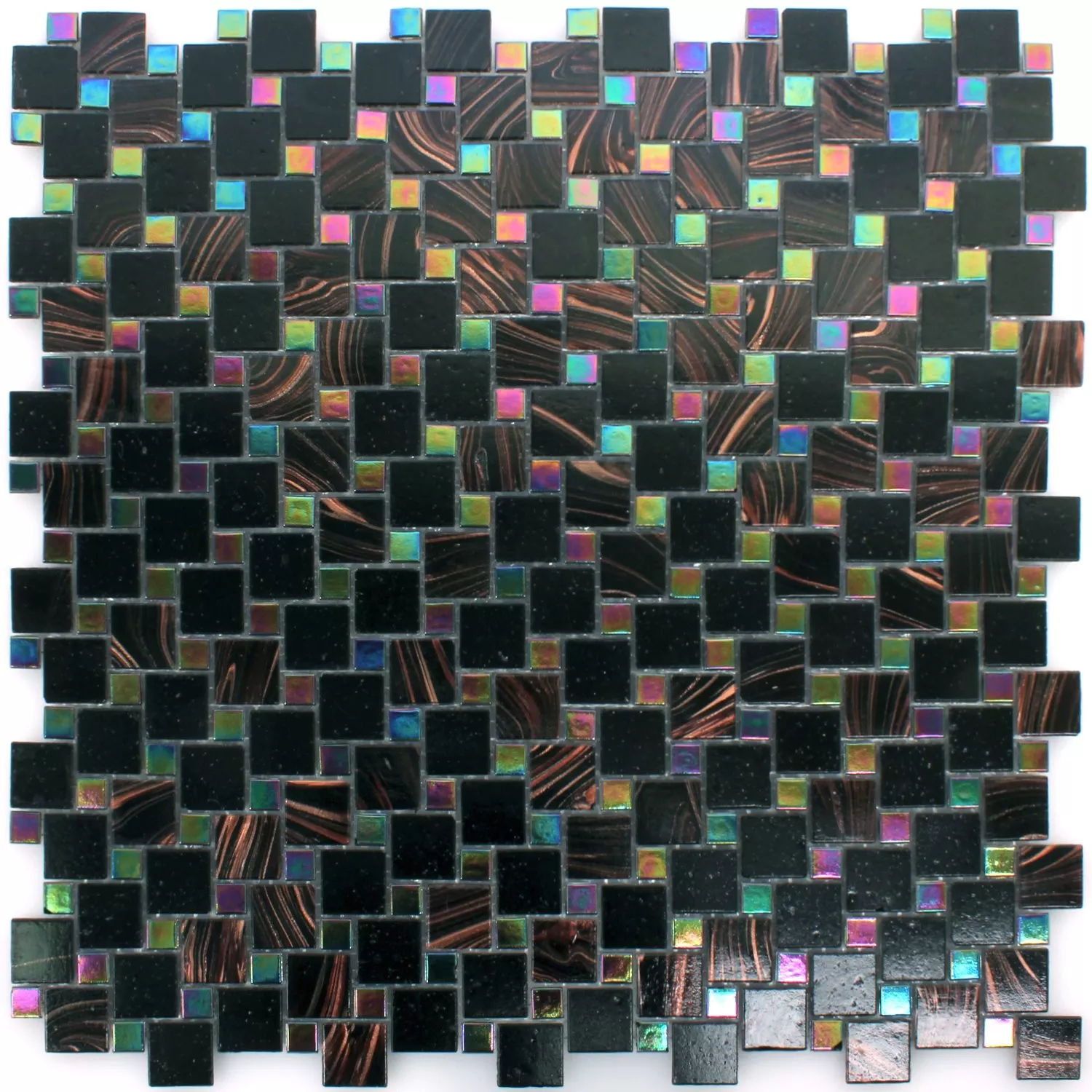Azulejos De Mosaico Cristal Tahiti Marrón Negro Metálico