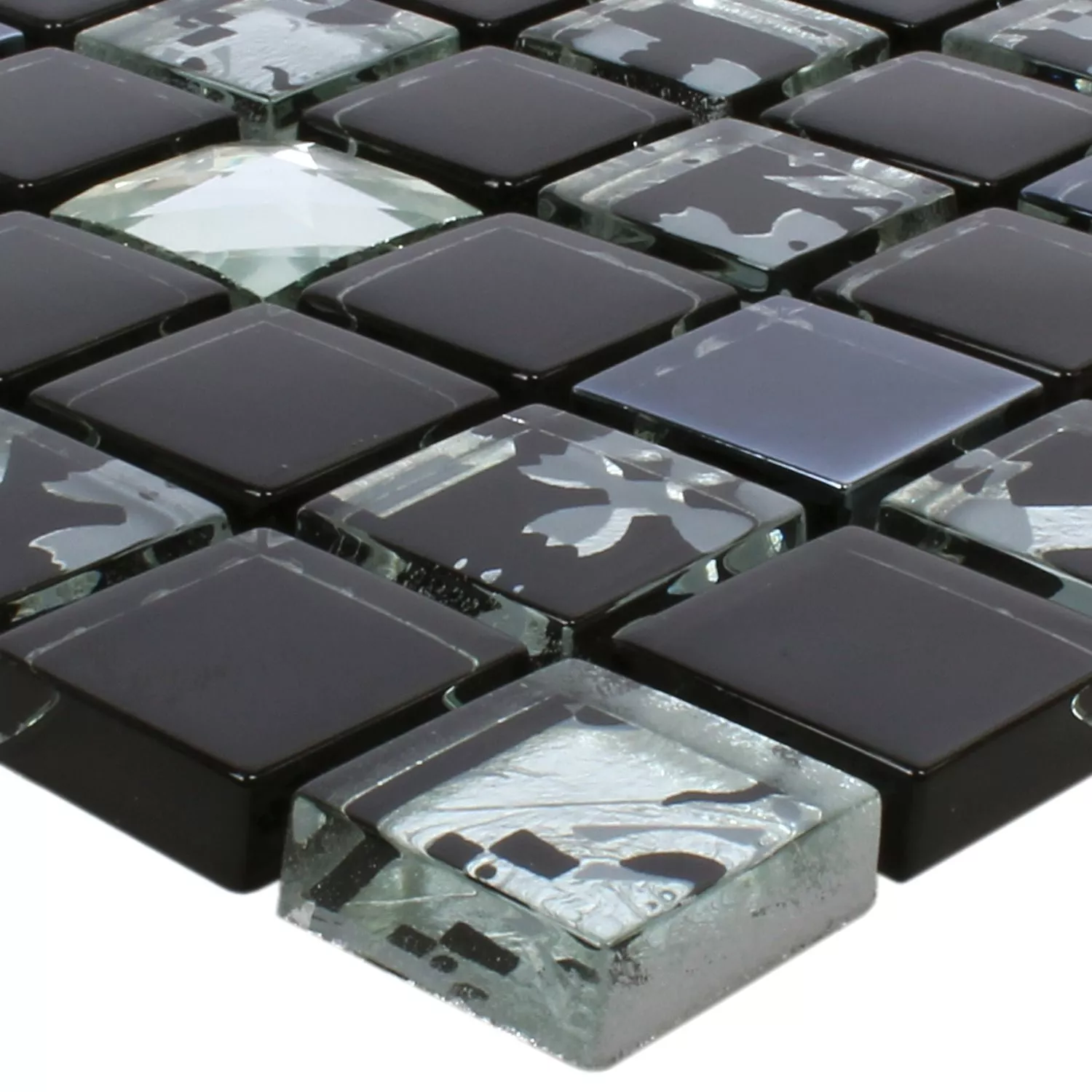 Mosaico de Cristal Azulejos Kunia Negro Plateado
