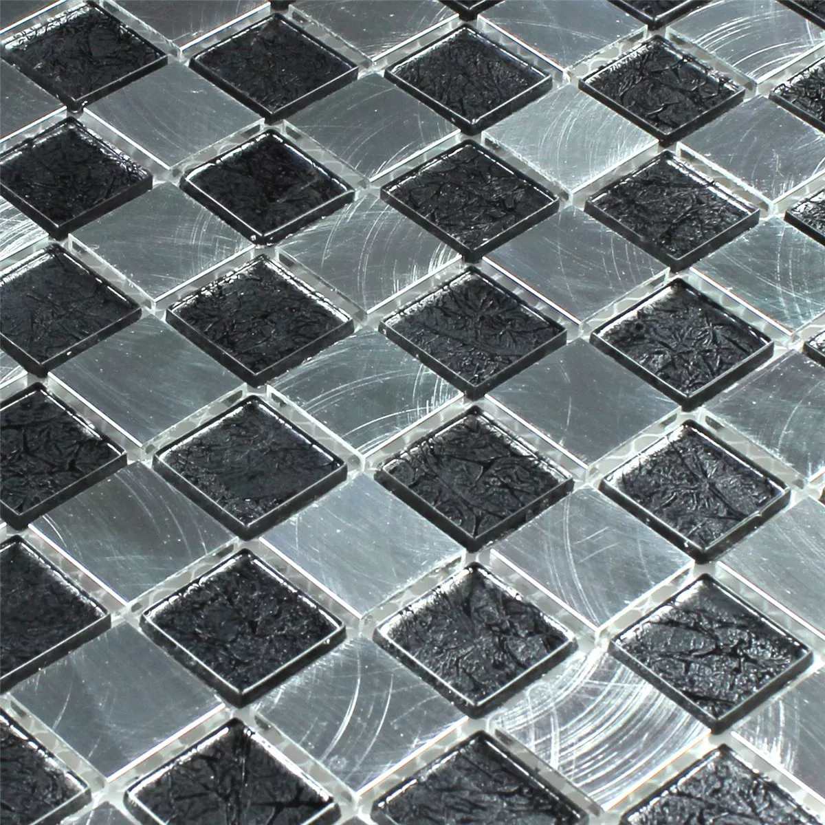Azulejos De Mosaico Cristal Auminio Tablero De Ajedrez 25x25x4mm