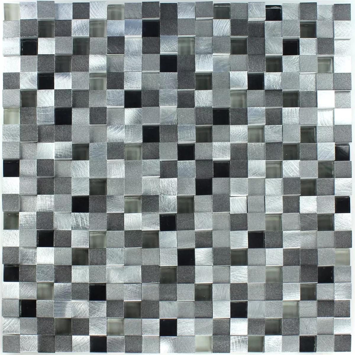 Muestra Azulejos De Mosaico Auminio Cristal D Design Black Mezcla