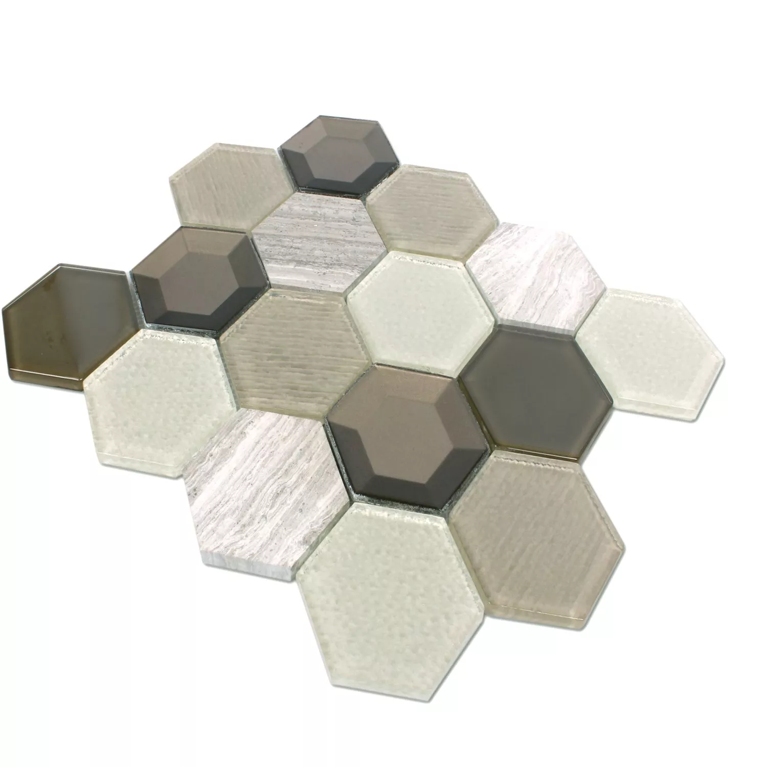 Azulejos De Mosaico Concrete Cristal Piedra Natural 3D Beige