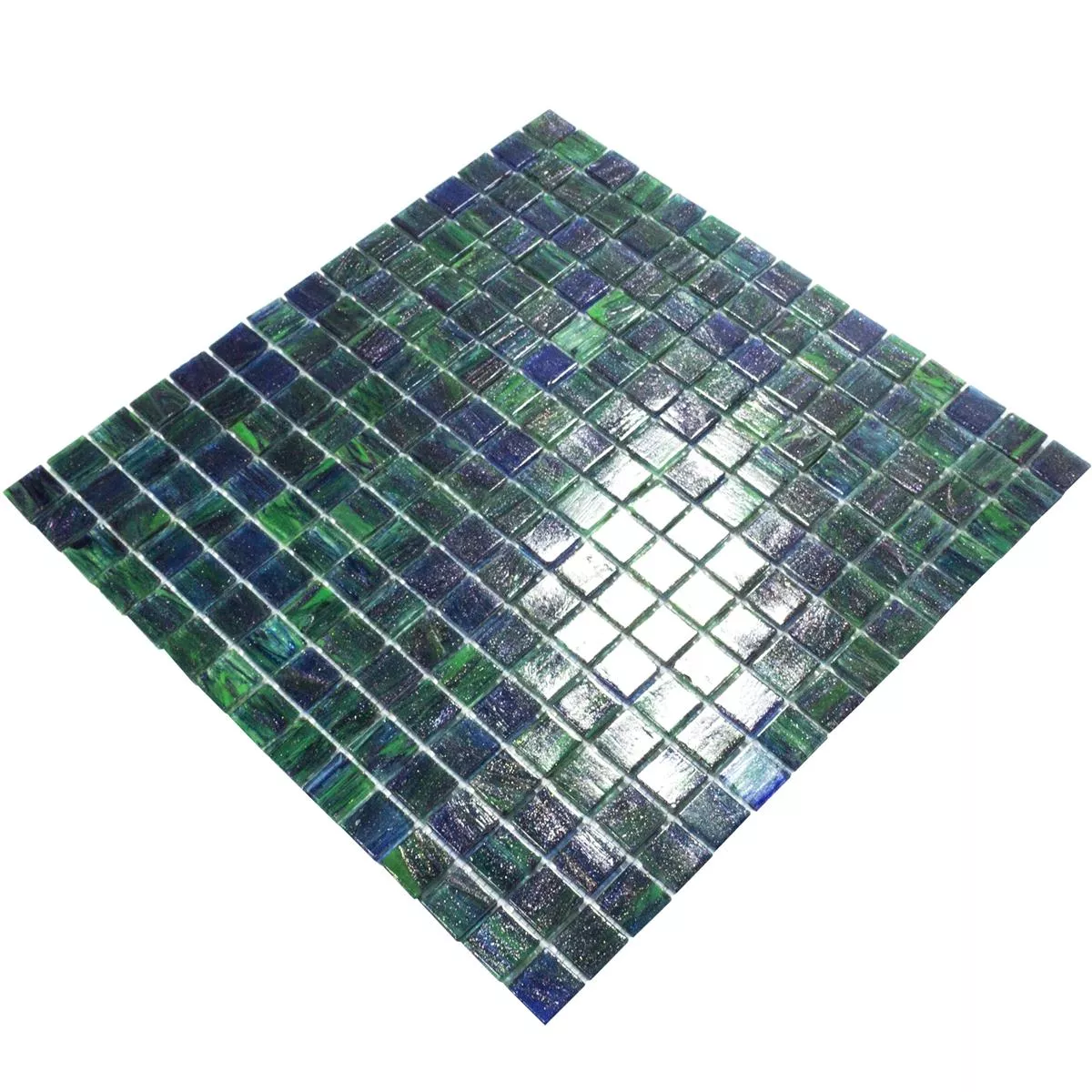 Muestra Mosaico de Cristal Azulejos Catalina Azul Verde Mix