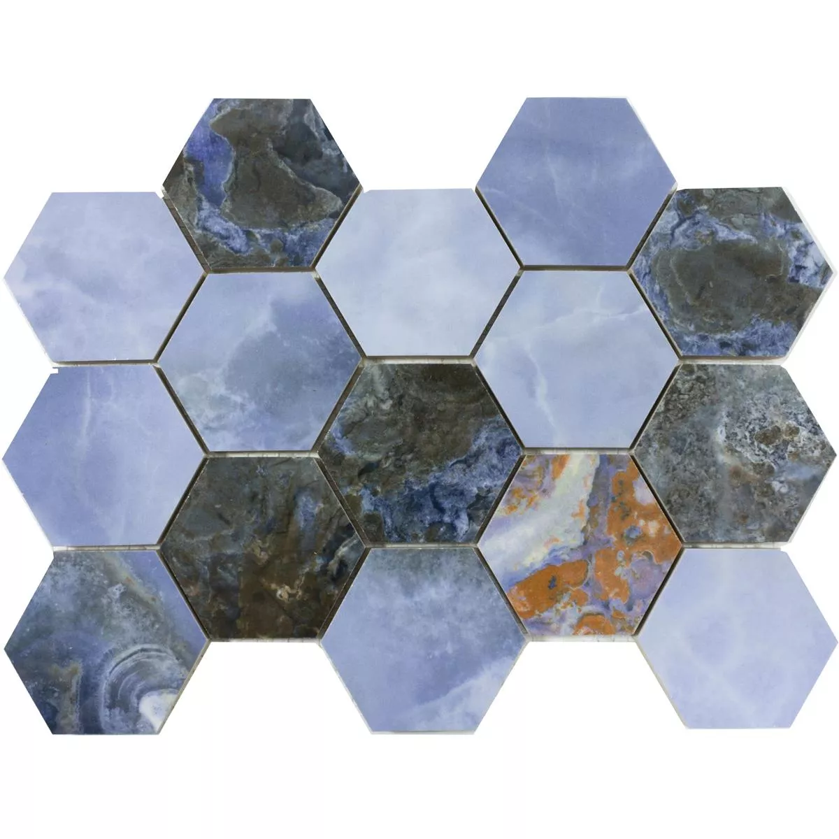 Keramikmosaik Fliesen Naftalin Hexagon Blau Schwarz Keramikmosaik Fliesen Naftalin Hexagon Blau Schwarz