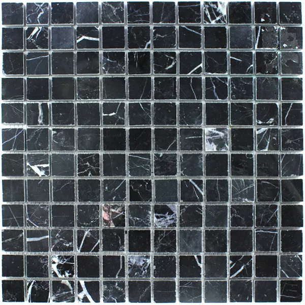 Azulejos De Mosaico Mármol 23x23x8mm Negro Pulido