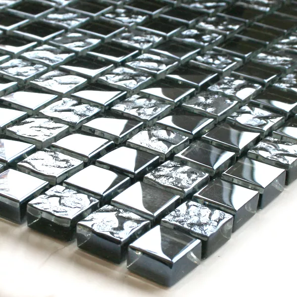Mosaico De Cristal Azulejos Negro Metal Triturado