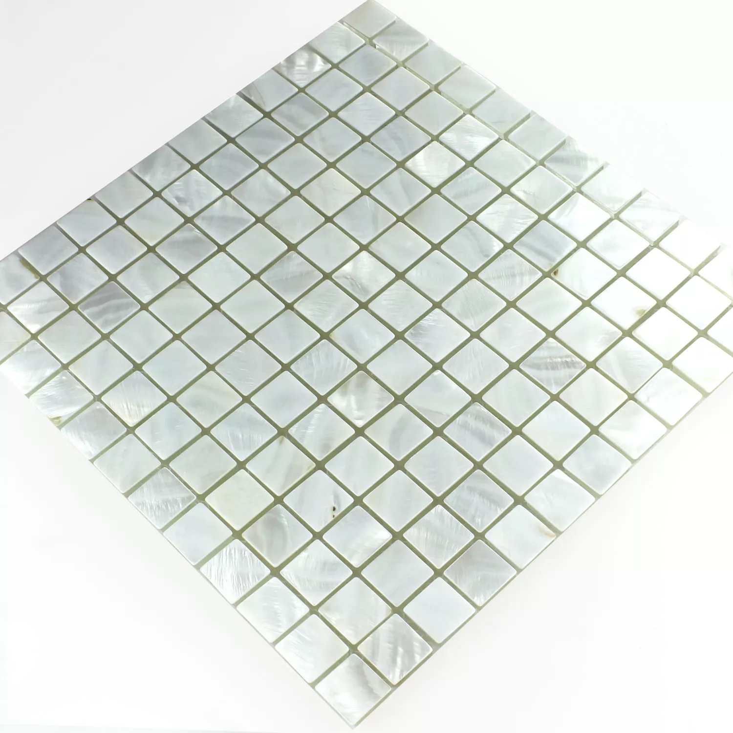 Azulejos De Mosaico Cristal Efecto Nacarado Marfil Blanco 23x23x8mm