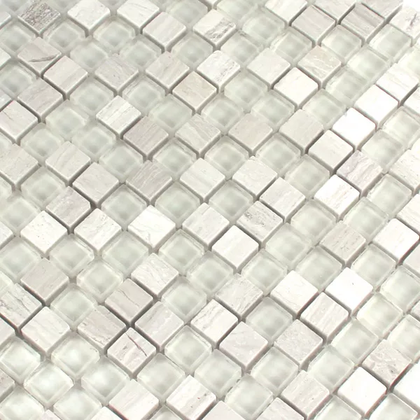 Azulejos De Mosaico Cristal Mármol Gris Mezcla 15x15x8mm