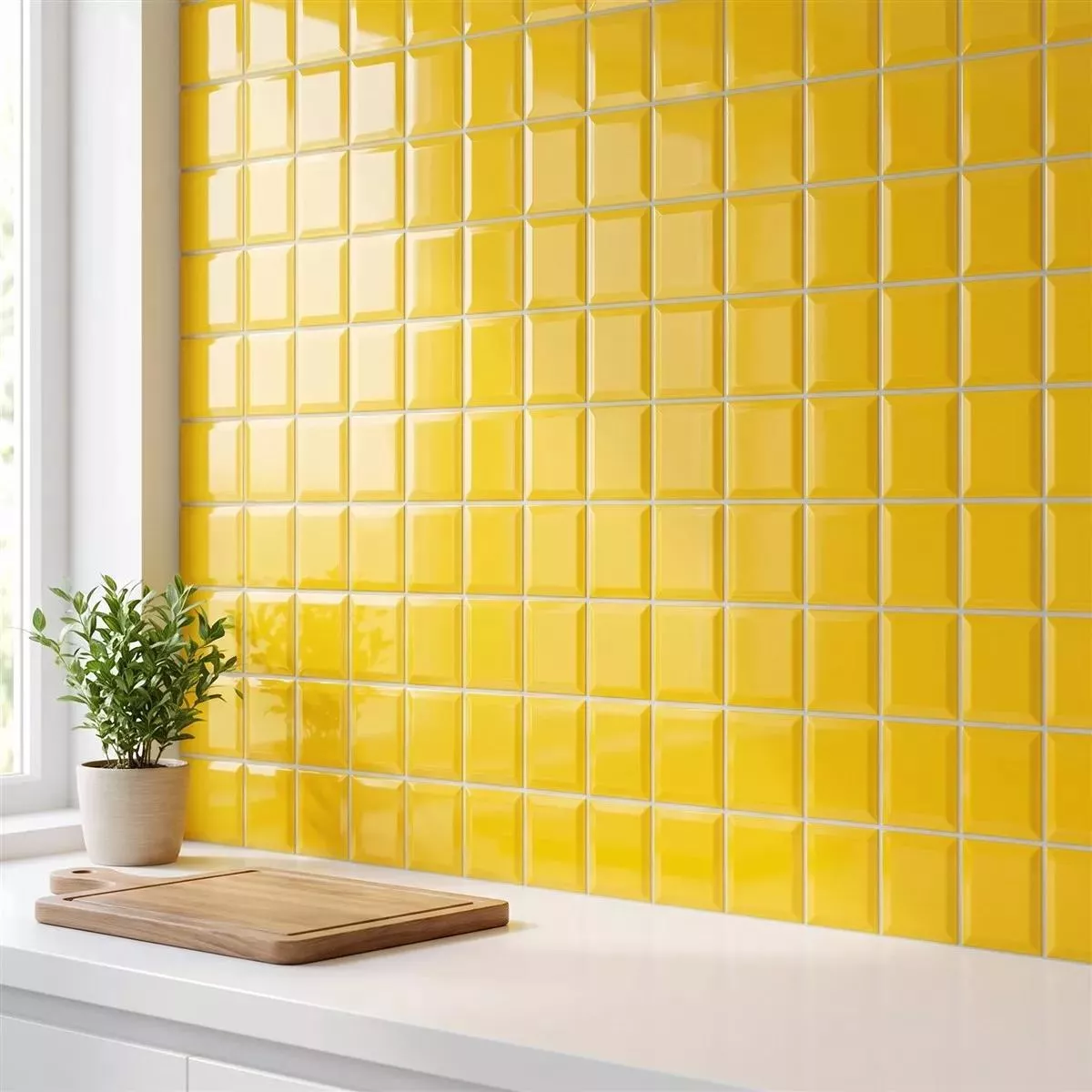 Muestra Azulejo de metro Amarillo Brillante 10x10 cm Faceta Catarina Sol