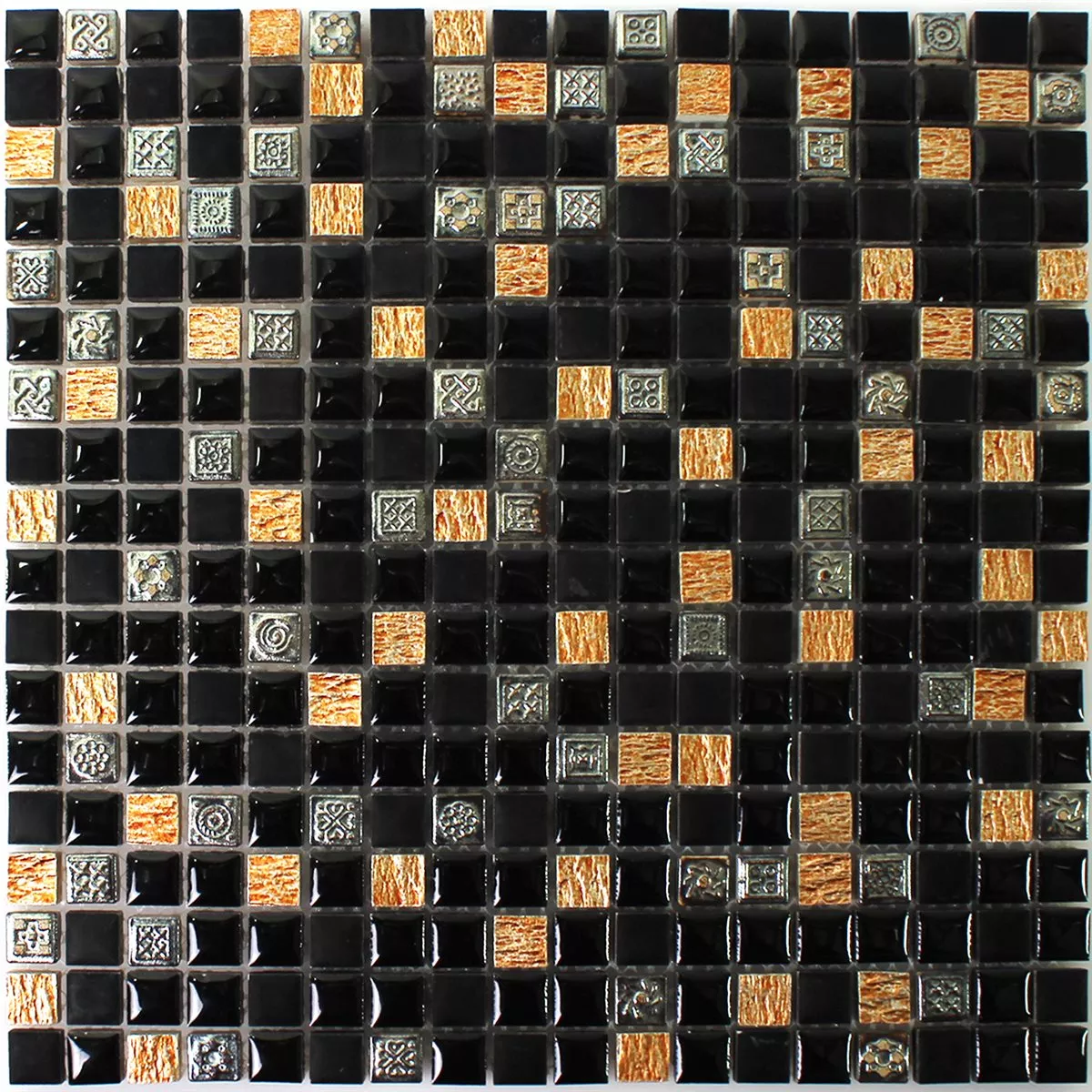 Muestra Azulejos De Mosaico Resina Piedra Natural Negro Cobre