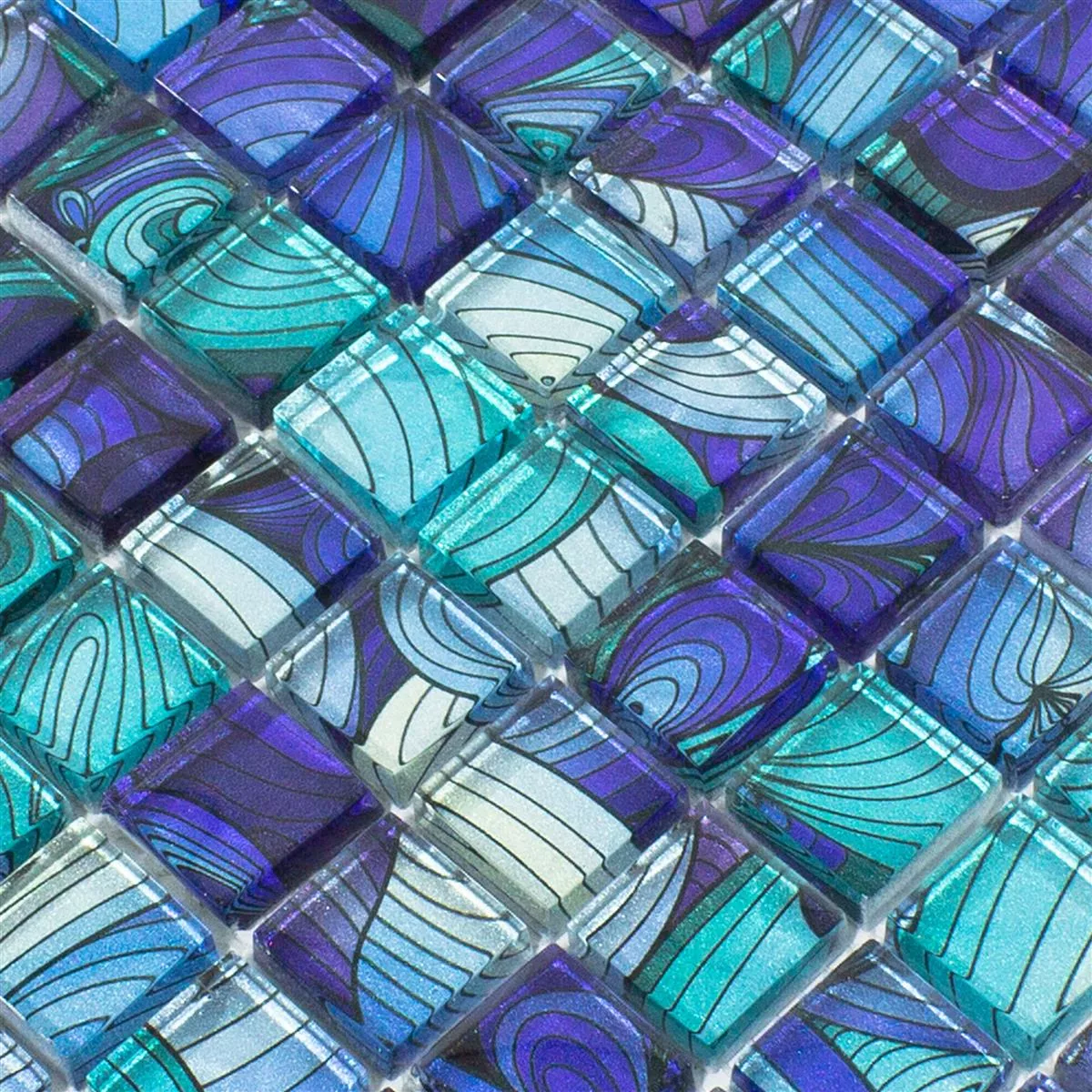 Muestra Mosaico de Cristal Azulejos Atlantis Azul Turquesa