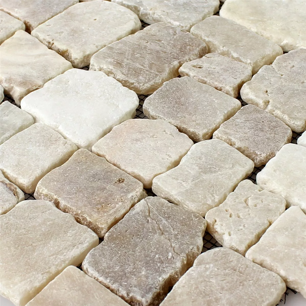 Muestra Azulejos De Mosaico Piedra Natural Cream Pulido