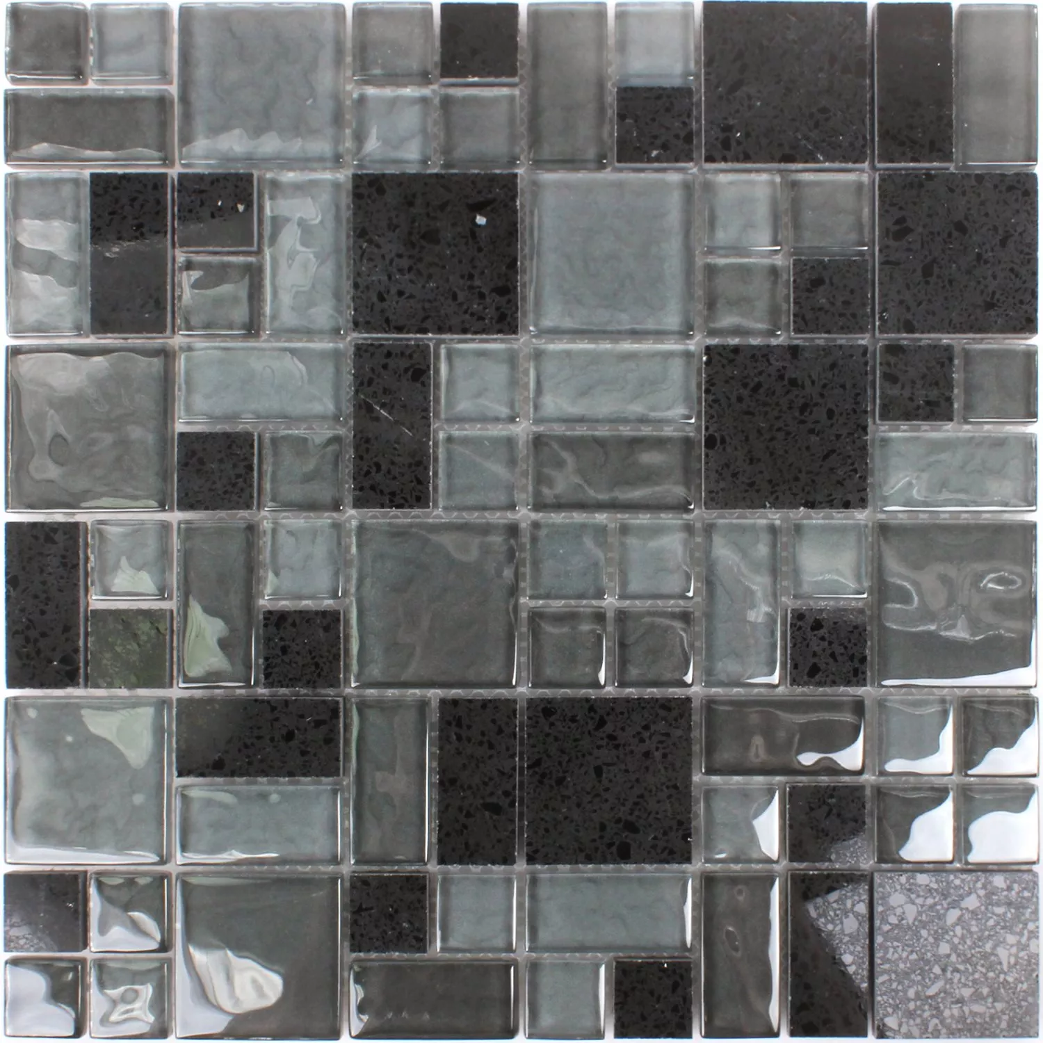 Azulejos De Mosaico Lauria Cristal Piedra Artificial Negro
