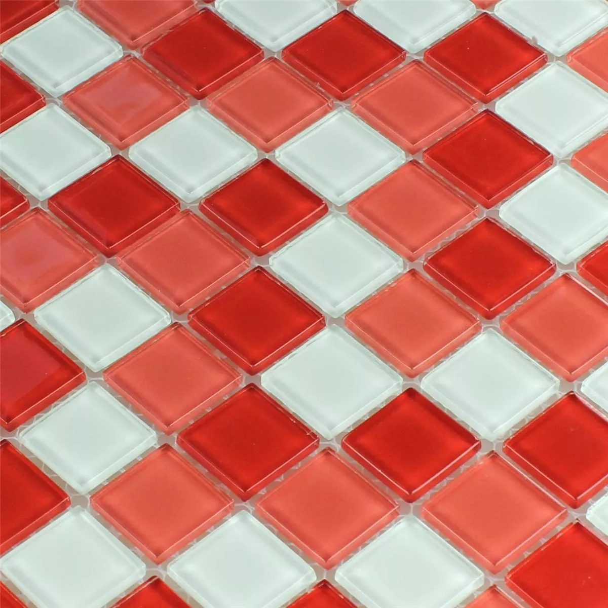 Mosaico De Cristal Azulejos Kozarica Blanco Rojo Mezcla 25x25x4mm