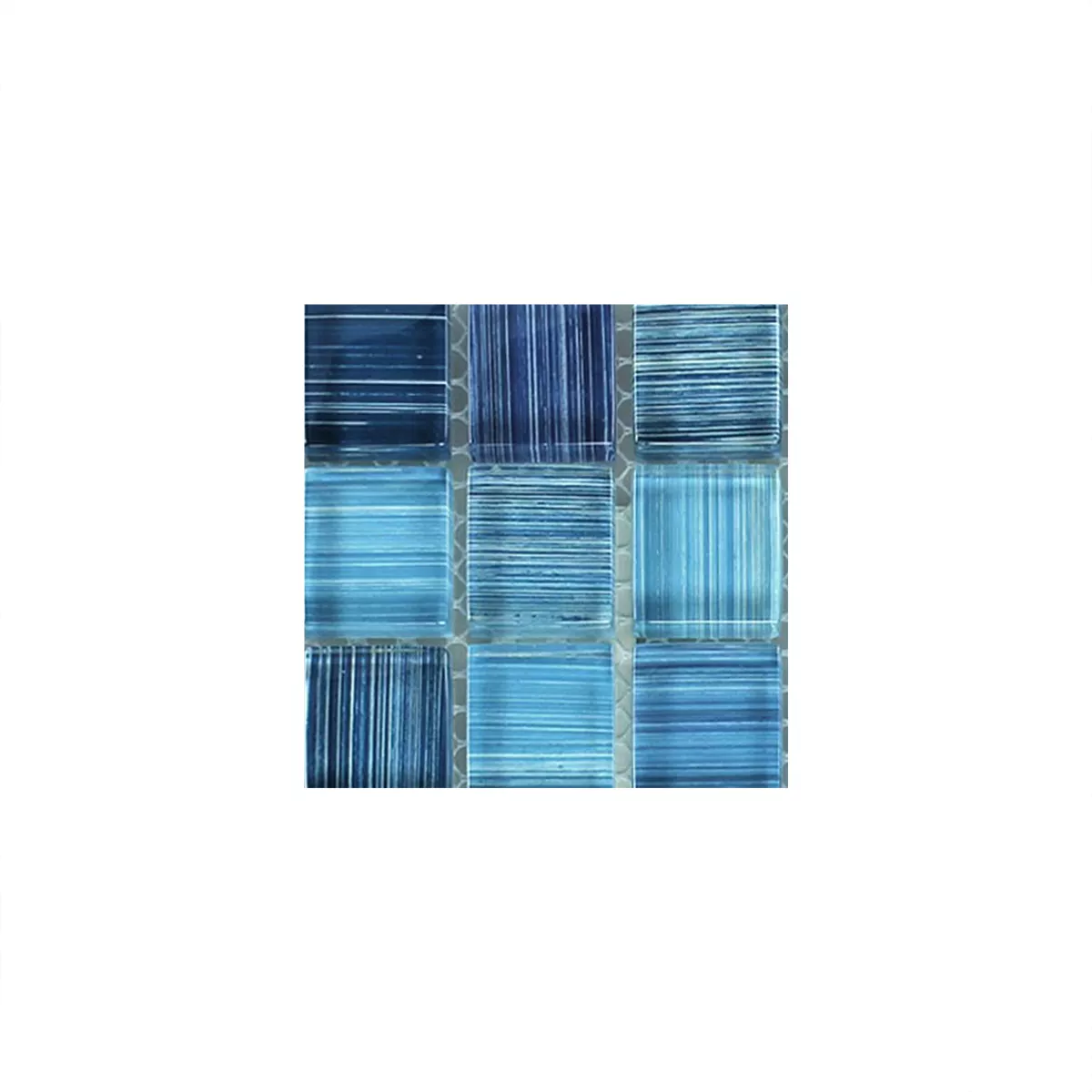 Muestra Azulejos De Mosaico Cristal Azul Rayado