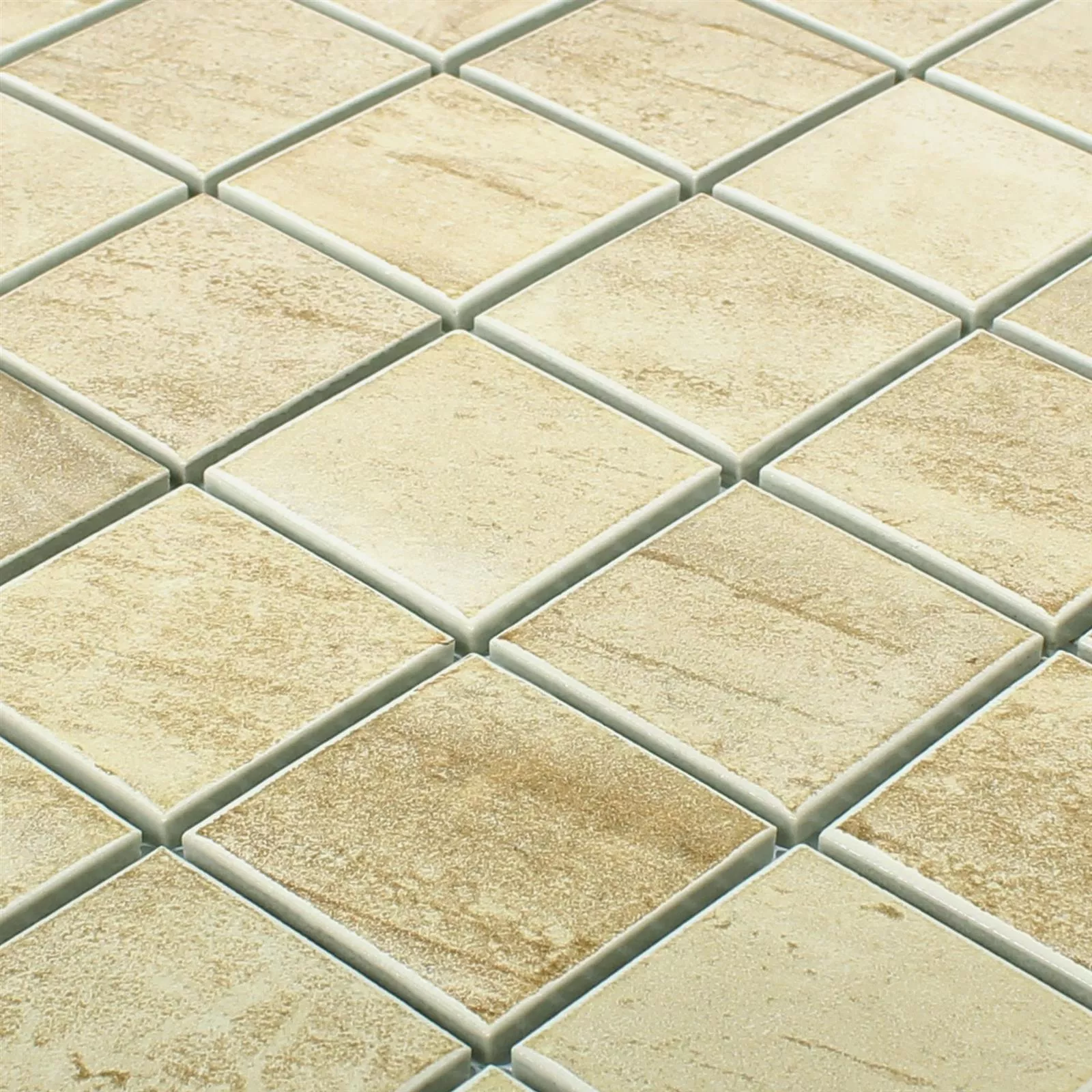 Muestra Cerámica Aspecto De Concreto Azulejos De Mosaico Shepherd Beige