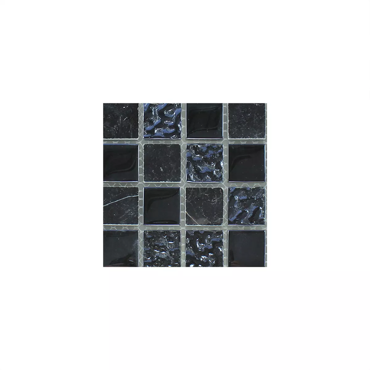Muestra Azulejos De Mosaico Cristal Mármol Negro Acanalado 