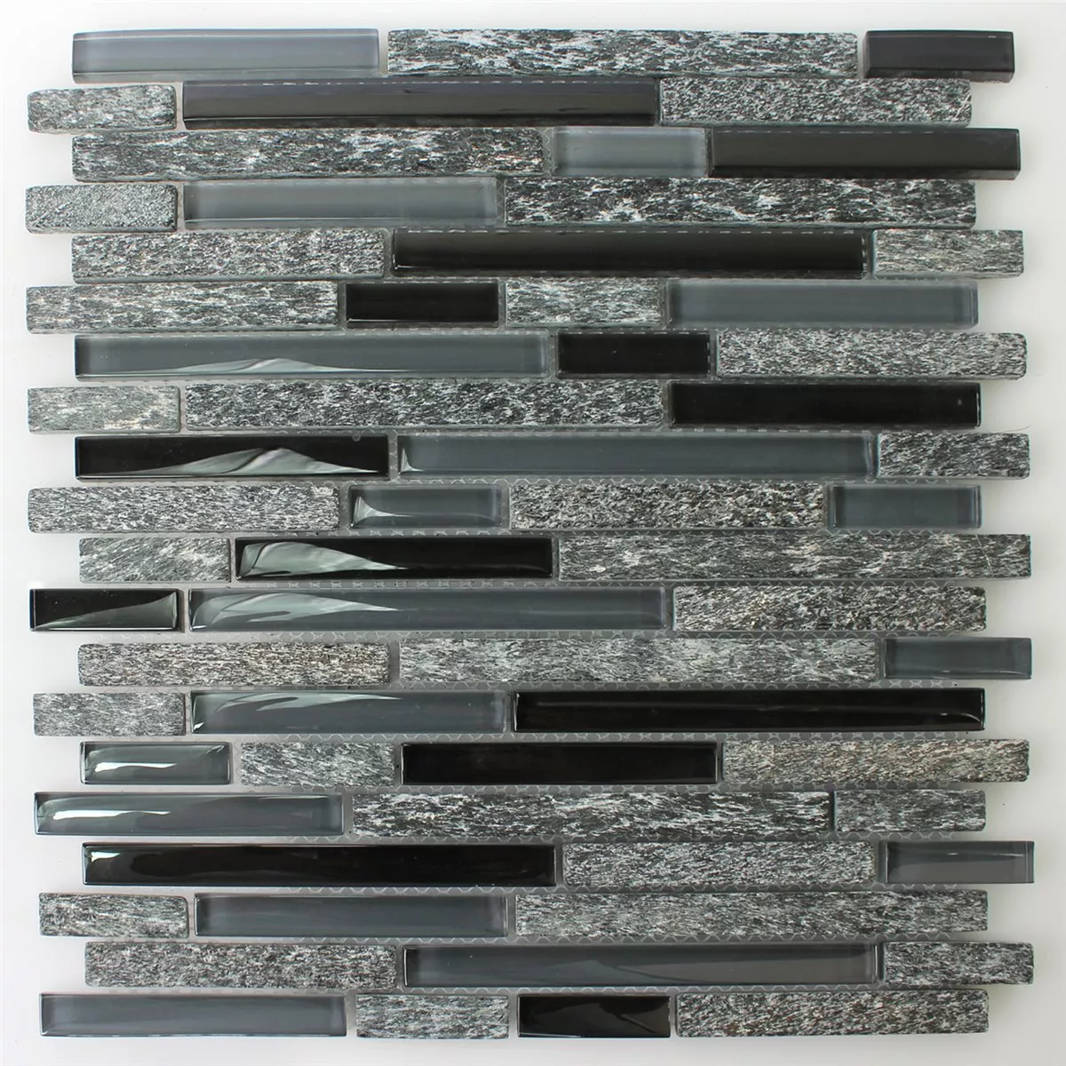 Muestra Azulejos De Mosaico Cristal Piedra Natural Negro Gris